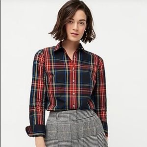 J. Crew Slim long sleeve red black plaid shirt